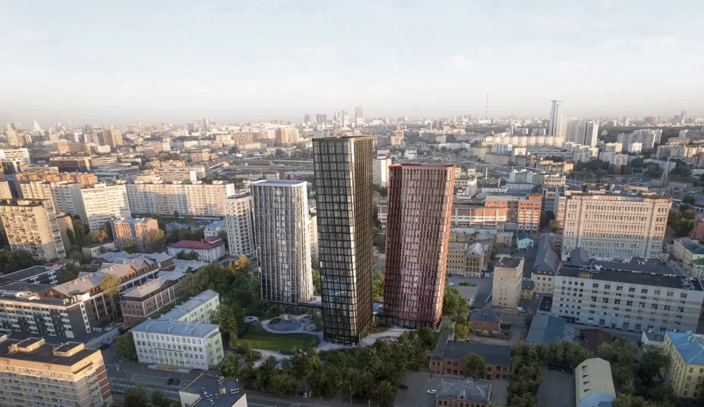 Панорама Басманного района с высоты и башни ЖК Дом 56