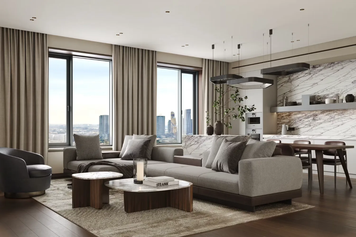 Интерьер гостиной в квартире ЖК Amber City