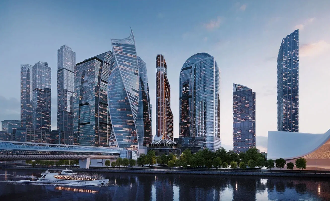 Башни «Москва-Сити» и Дом Дау с набережной