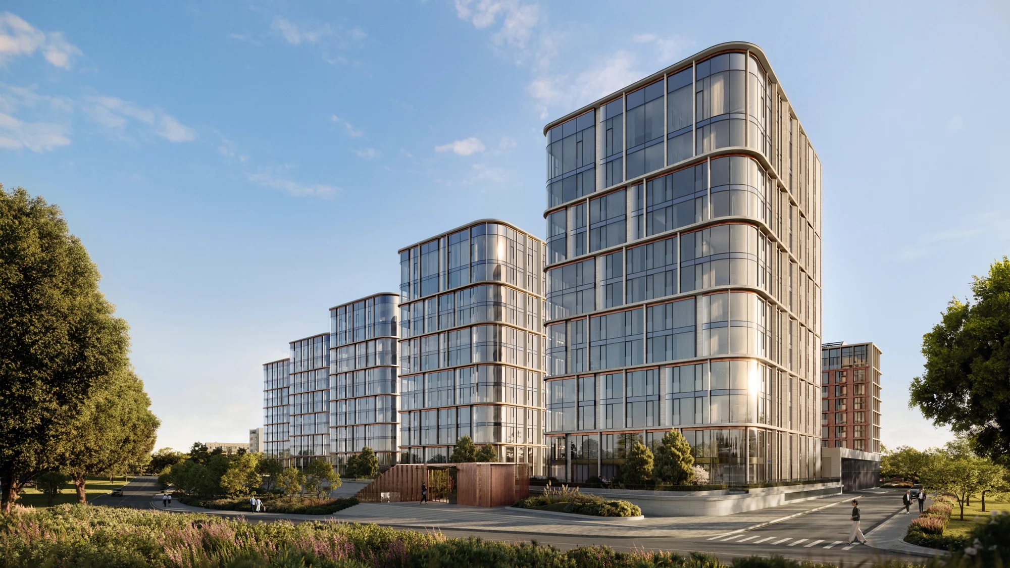 Корпуса Victory Park Residences со стороны улицы
